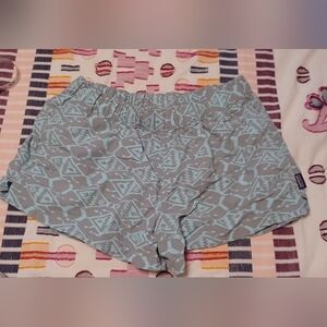 Patagonia Gray and Seafoam Fish Patterned Shorts Small